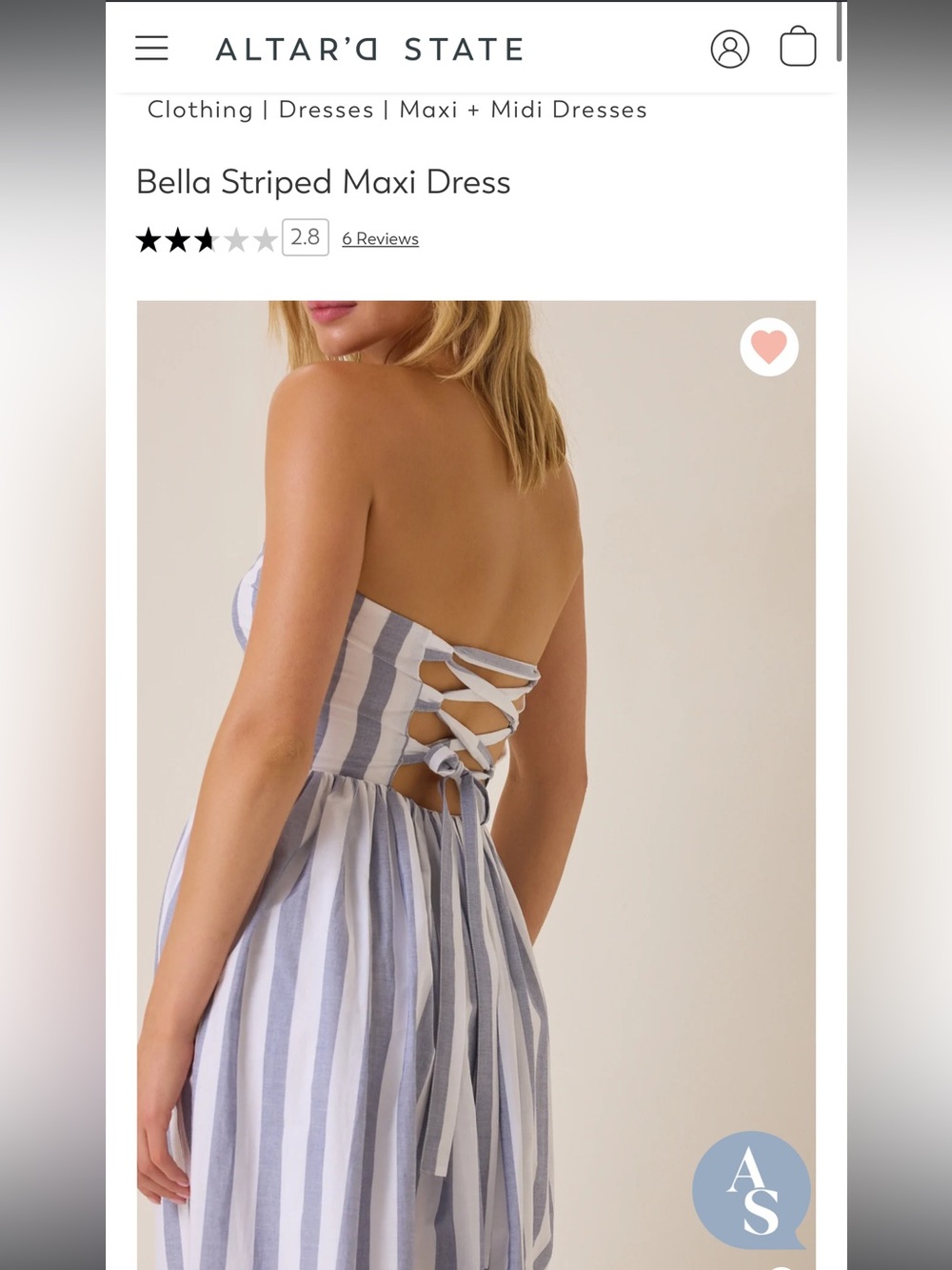 Altar'd State Blue and White Striped Strapless Maxi Dress - Picture 2 of 2